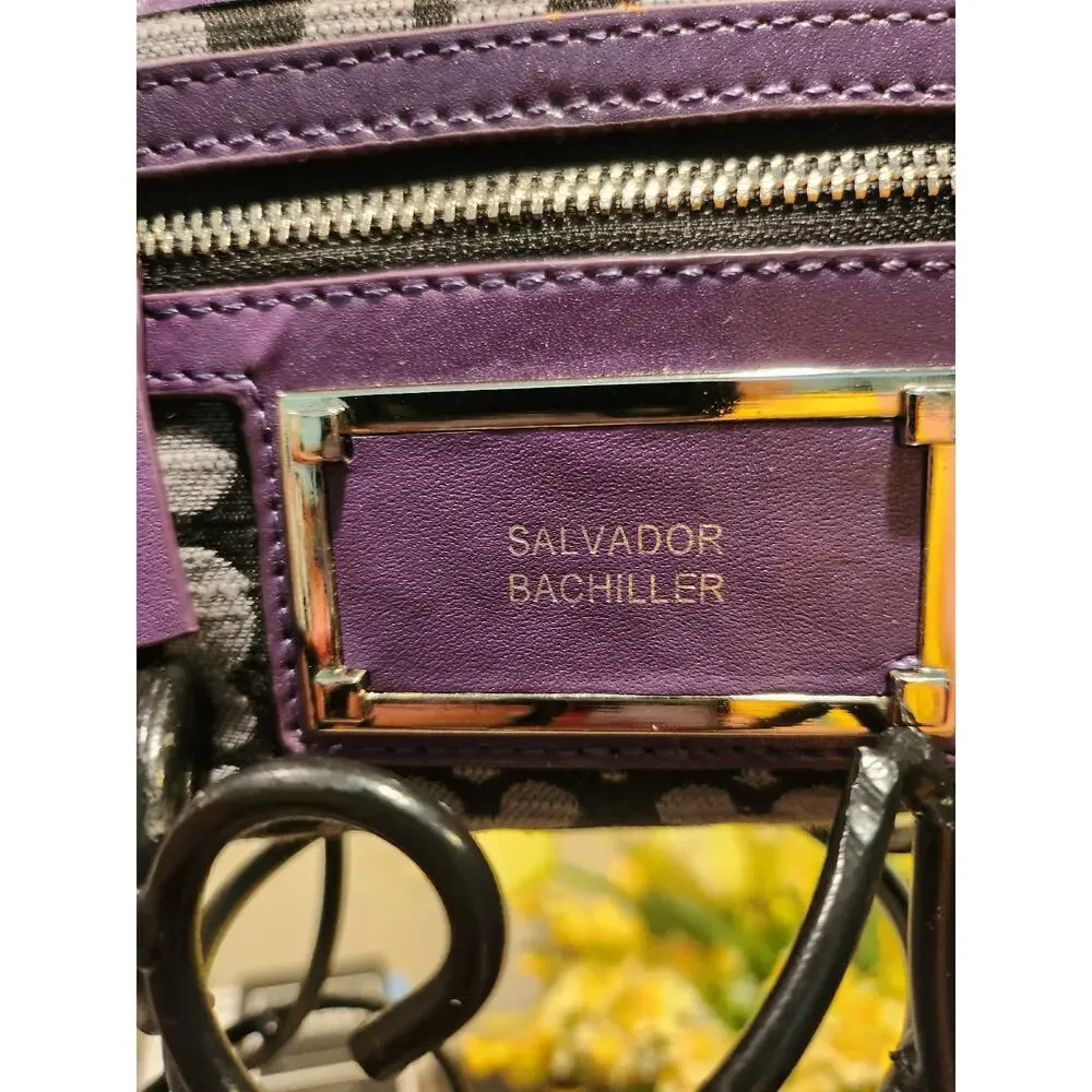 Salvador Bachiller canvas and leather zip-around wallet